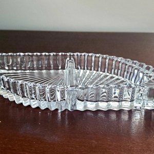 Vintage Luxe MIKASA Diamond Fire Ribbed Glass Tray Jewellery Dish Display Decor